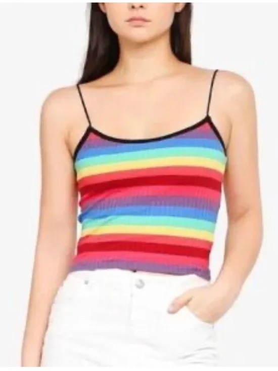 Topshop Rainbow Stripe Camisole Top RED MULTI, Size 8 US (fits like 6-8) - Picture 12 of 12
